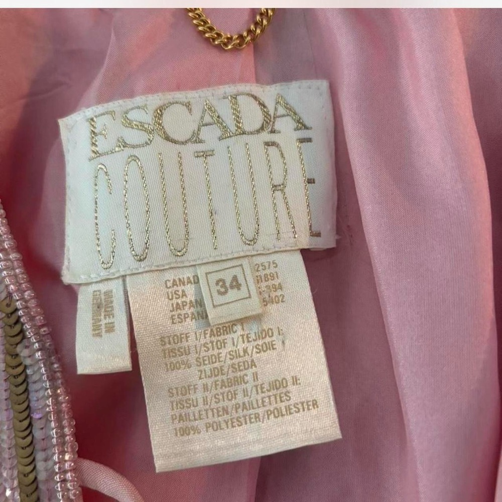 Vintage Escada Pink and Gold Sequin Striped Longline Blazer Statement Jacket - Picture 7 of 9